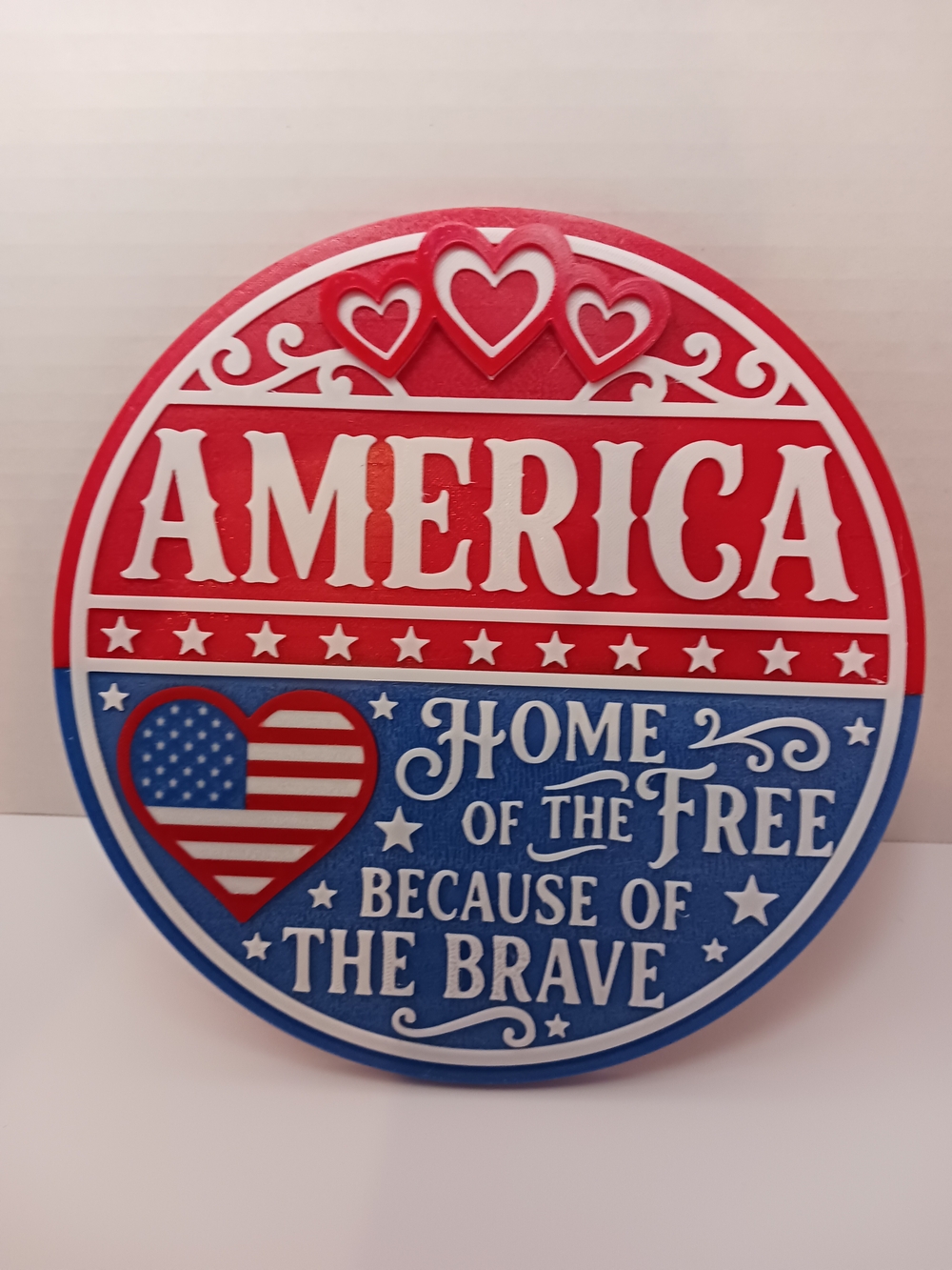 Patriotic America Red & Blue Wall Plaque - Home of the Free